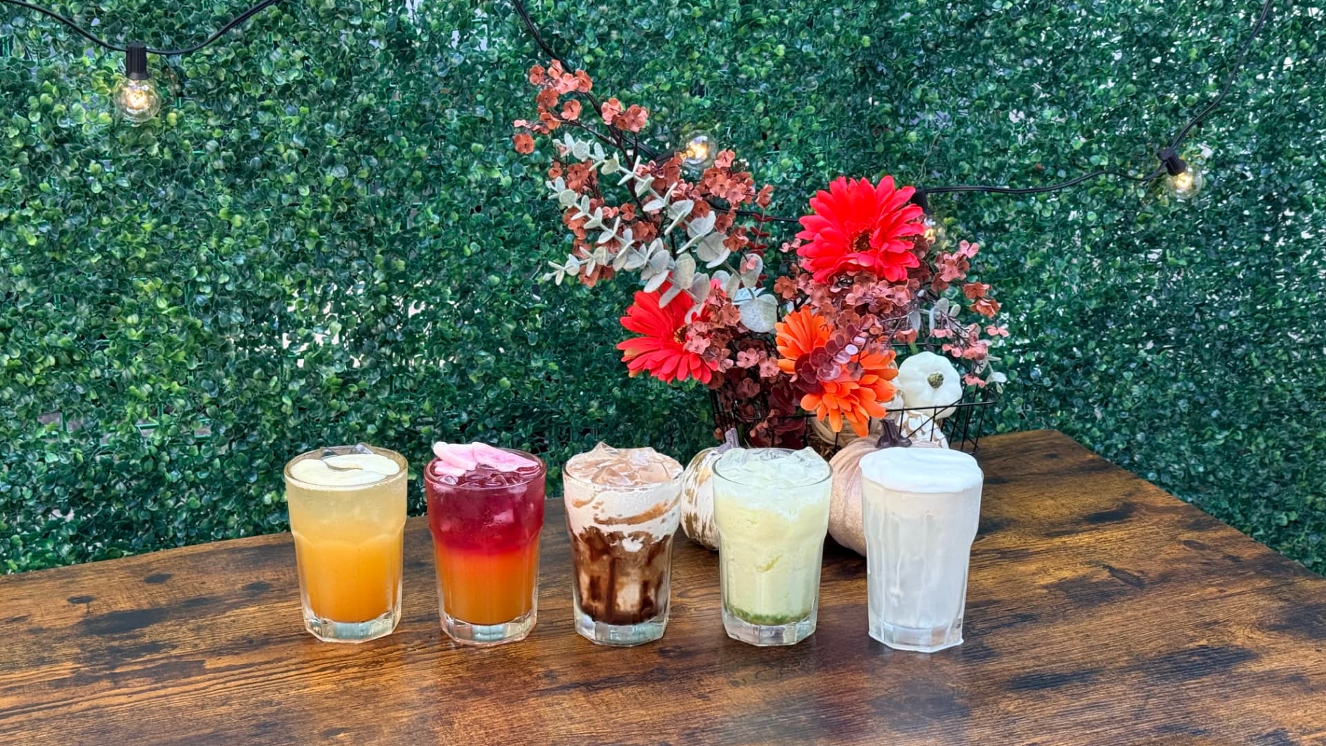 Five fall refreshers with flowers and pumpkins