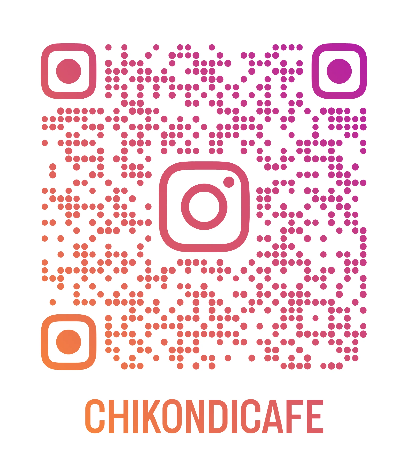 QR code linking to the Chikondi Cafe Instagram profile